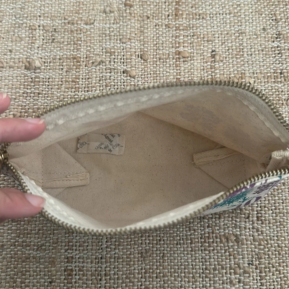 NEW Clarins Feed 10 Canvas Tree Print Cosmetic Makeup Bag Pouch Clutch Case